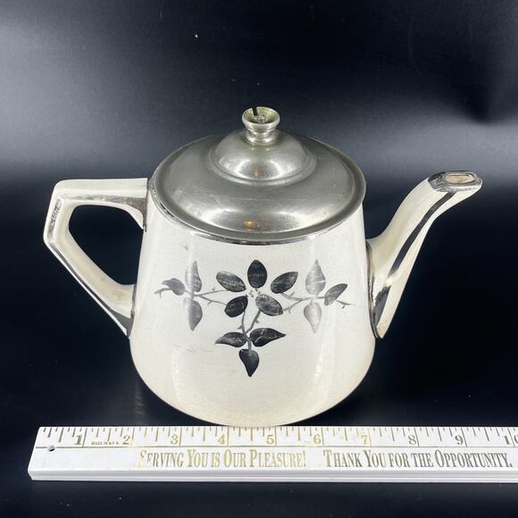 Buffalo Pottery Royal Rochester Vitrified Hand Painted Teapot Antique Insert - Picture 5 of 16